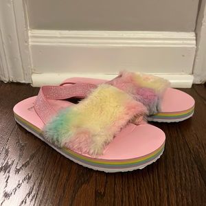 JOSMO GIRLS FLUFF SLIPPER Sandals TIE DYE SLIDE SANDALS KIDS